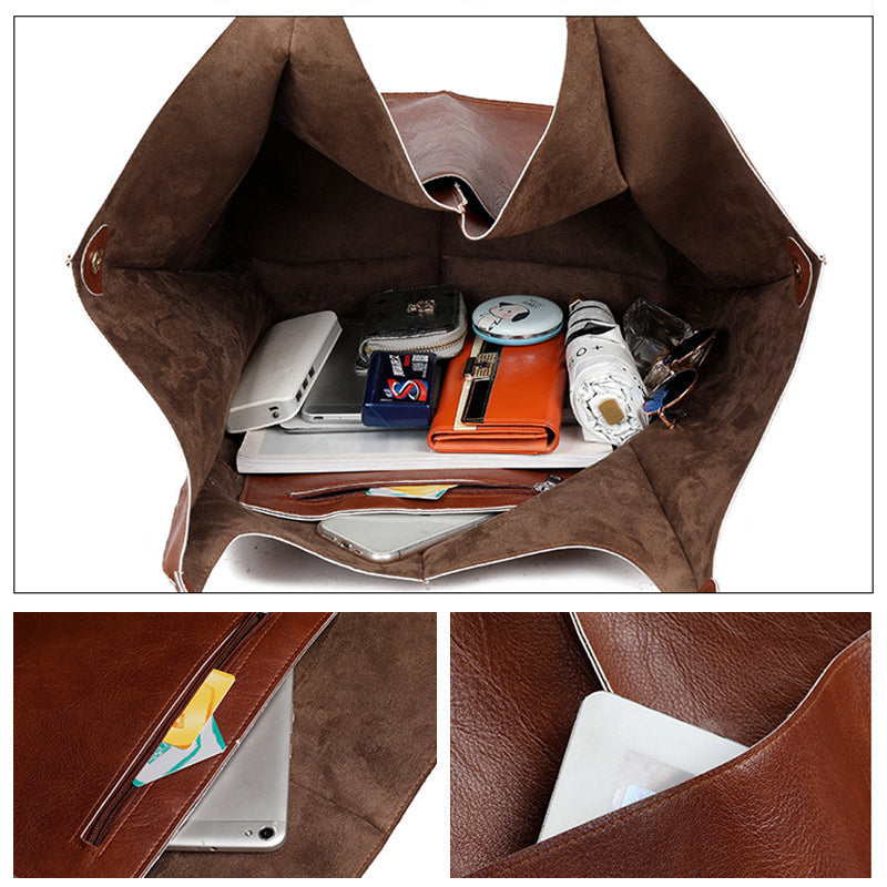 Modna torba skórzana damska – duża vintage shopper na co dzień - Image 9