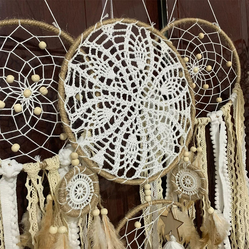 Łapacze snów makrama boho z motywem księżyca – zestaw 5 szt. ozdób ściennych - Image 5