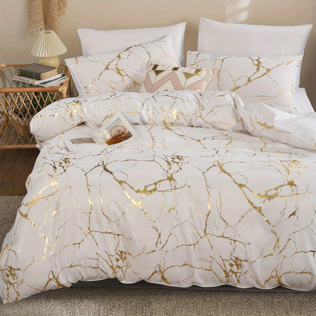 Luksusowy zestaw kołdrę z marmurowym nadrukiem na gorąco - Image 30