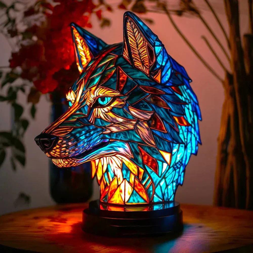 Retro szklana lampa stołowa motyw zwierząt - Image 4
