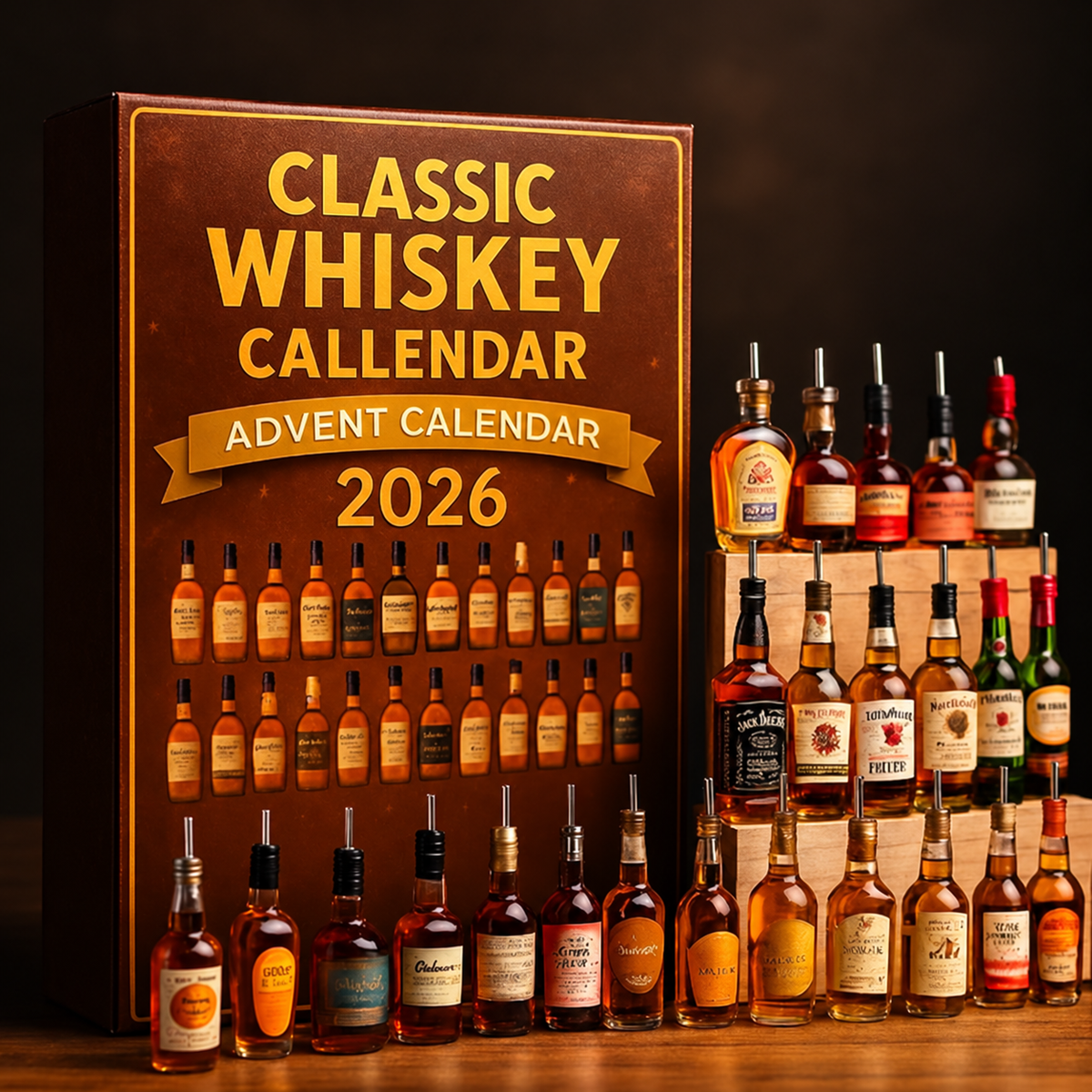 Dekoracyjny kalendarz adwentowy whisky 2026 24 miniatury 2D