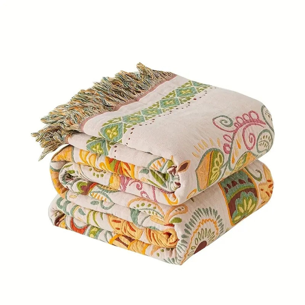 Stylowy przytulny boho dwustronny koc jesienny - Image 7