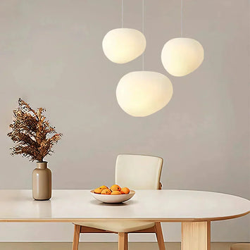 Artystyczna lampa wisząca z matowego szkła z kamykami do jadalni i salonów - Image 5
