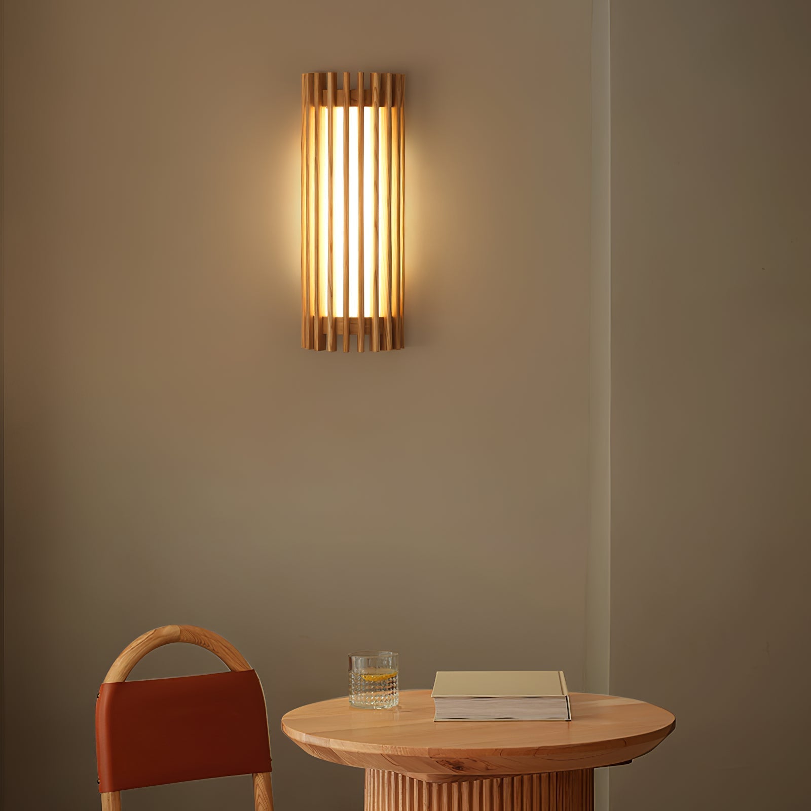 Kinkiet LED nowoczesny dekoracyjny – geometryczny, drewniany, ściemnialny do salonu i sypialni - Image 8