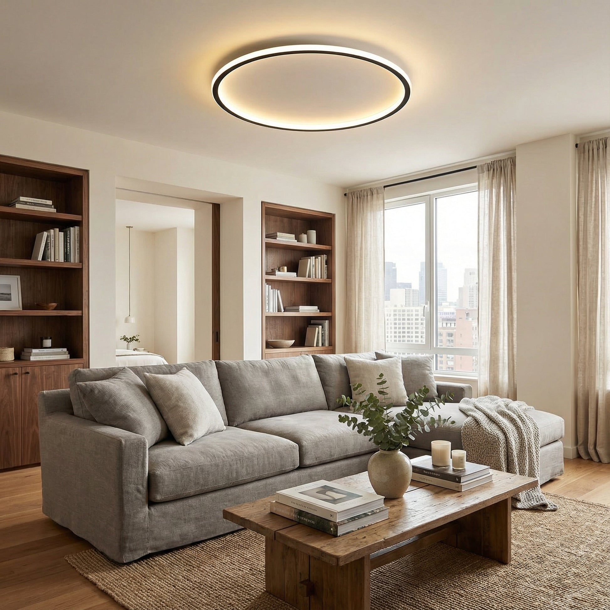 Nowoczesna lampa sufitowa LED ściemnialna – minimalistyczny plafon okrągły do wnętrz - Image 2
