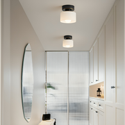 Nowoczesna minimalistyczna lampa sufitowa półplafonowa – oświetlenie wewnętrzne, czarna/złota