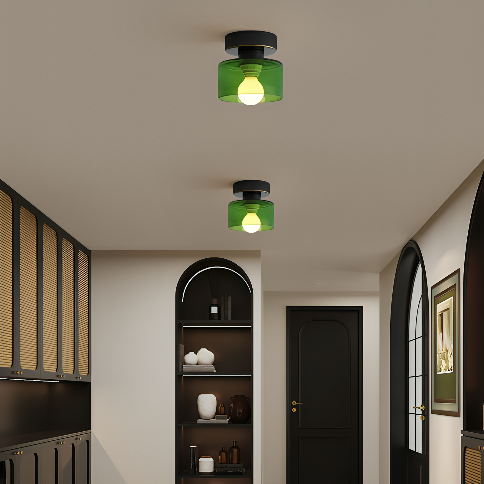 Nowoczesna minimalistyczna lampa sufitowa półplafonowa – oświetlenie wewnętrzne, czarna/złota - Image 4