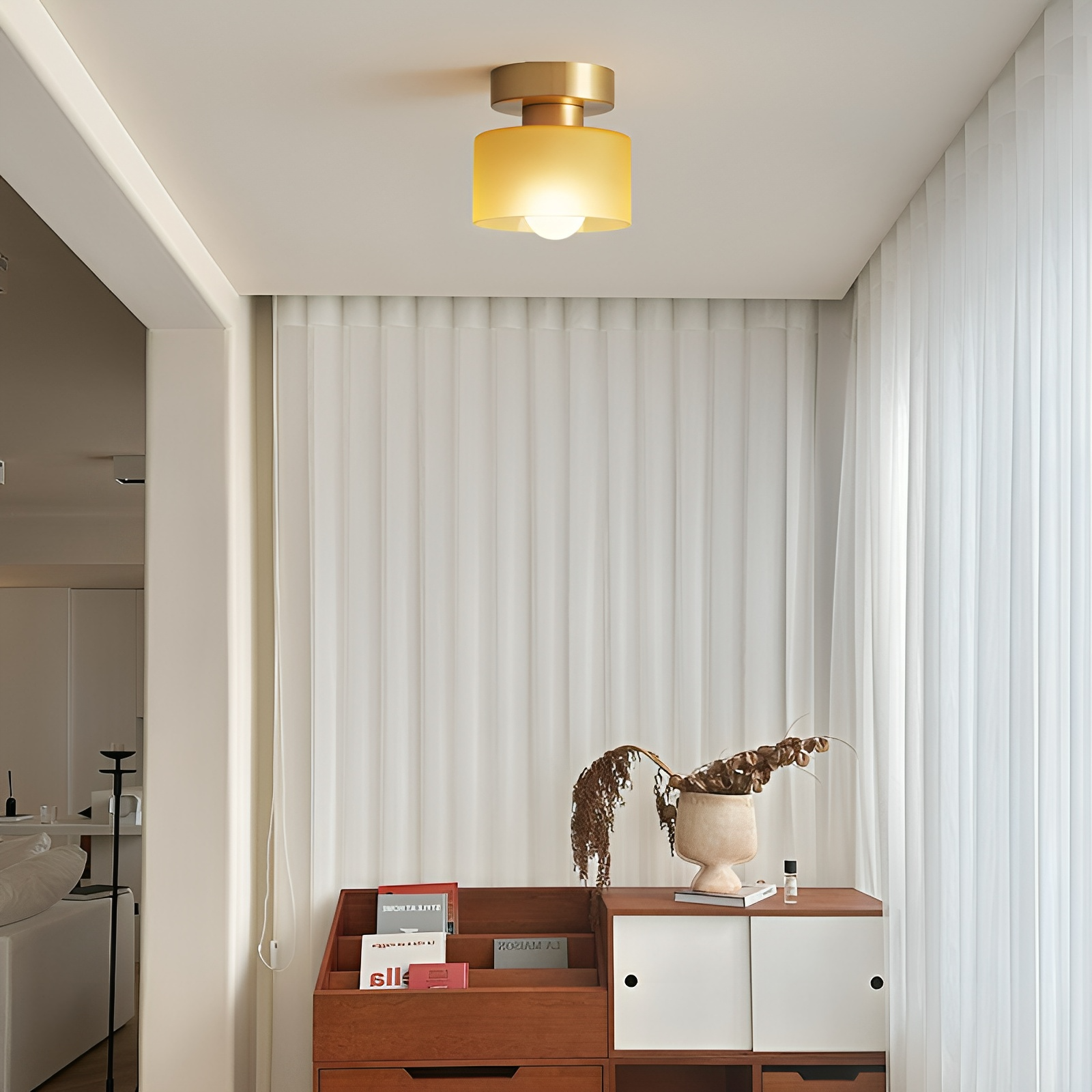 Nowoczesna minimalistyczna lampa sufitowa półplafonowa – oświetlenie wewnętrzne, czarna/złota - Image 8