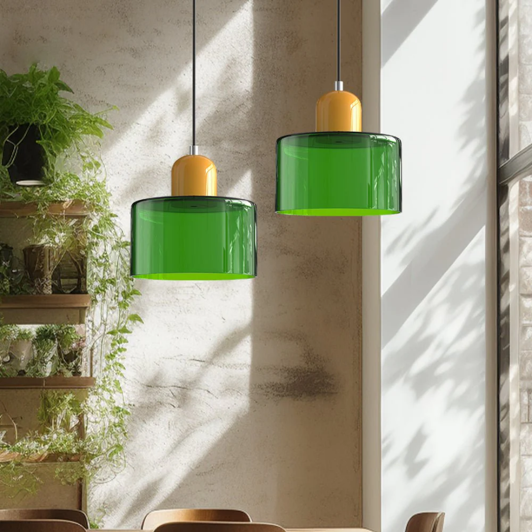 Nowoczesna kolorowa lampa wisząca ze szkła – retro oświetlenie sufitowe do wnętrz - Image 10