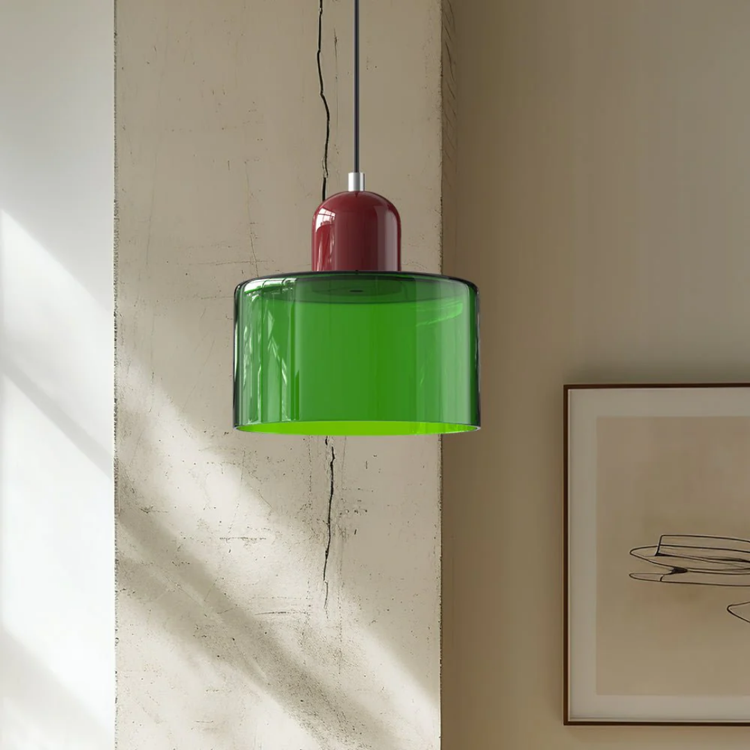 Nowoczesna kolorowa lampa wisząca ze szkła – retro oświetlenie sufitowe do wnętrz - Image 15