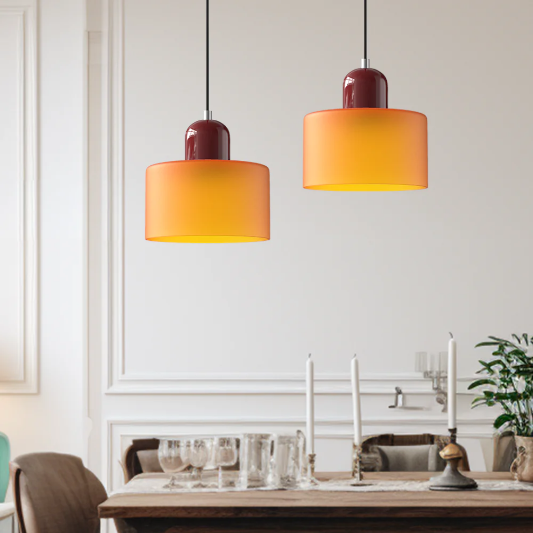 Nowoczesna kolorowa lampa wisząca ze szkła – retro oświetlenie sufitowe do wnętrz - Image 2