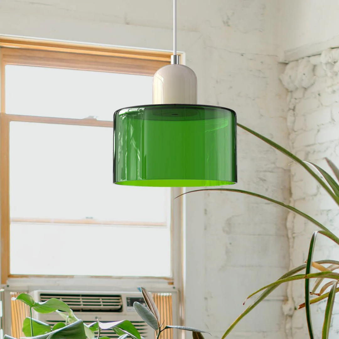 Nowoczesna kolorowa lampa wisząca ze szkła – retro oświetlenie sufitowe do wnętrz - Image 5