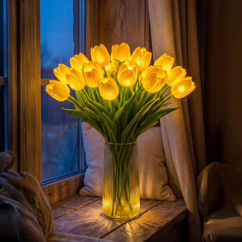 Lampka nocna LED na baterie – romantyczny dekoracyjny bukiet tulipanów, ciepłe światło - Image 2