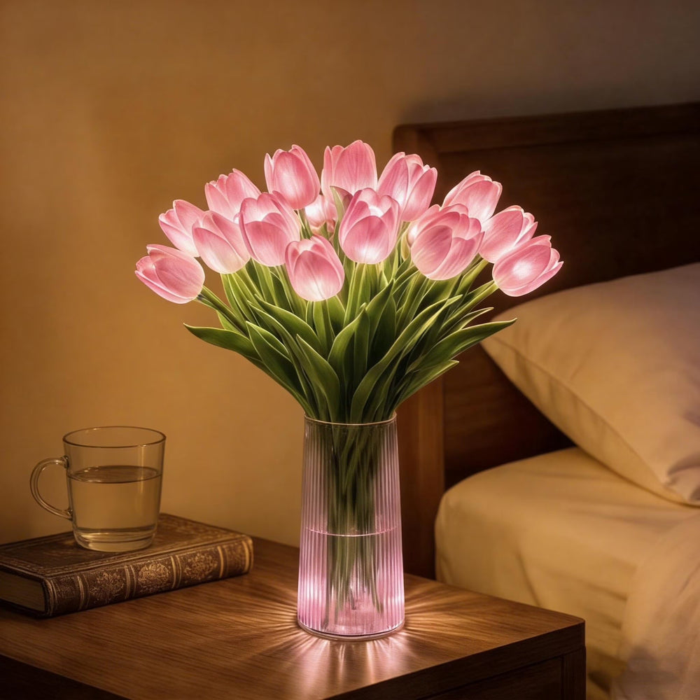 Lampka nocna LED na baterie – romantyczny dekoracyjny bukiet tulipanów, ciepłe światło - Image 3