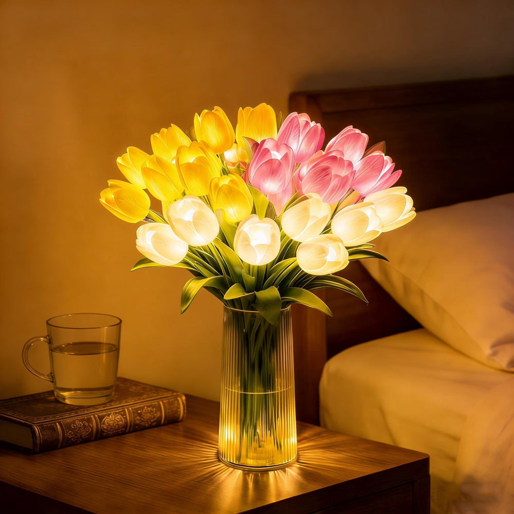 Lampka nocna LED na baterie – romantyczny dekoracyjny bukiet tulipanów, ciepłe światło - Image 4