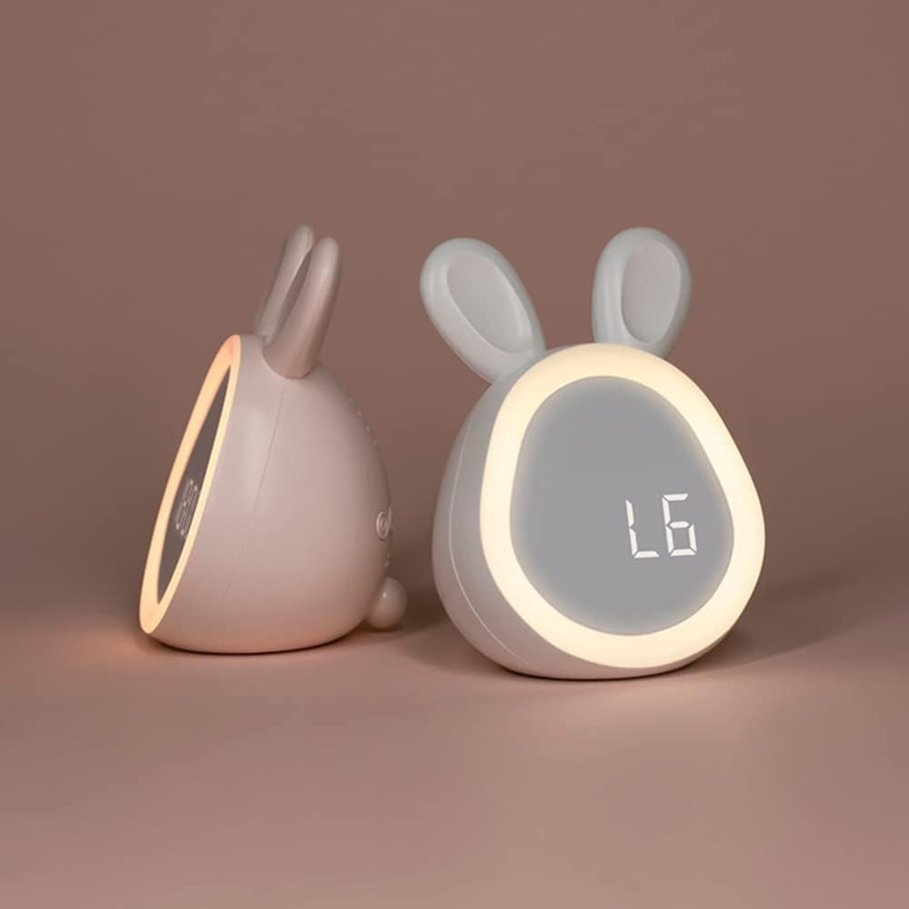 Uroczy LED zegar królik z lampką - idealny dla dzieci - Image 2