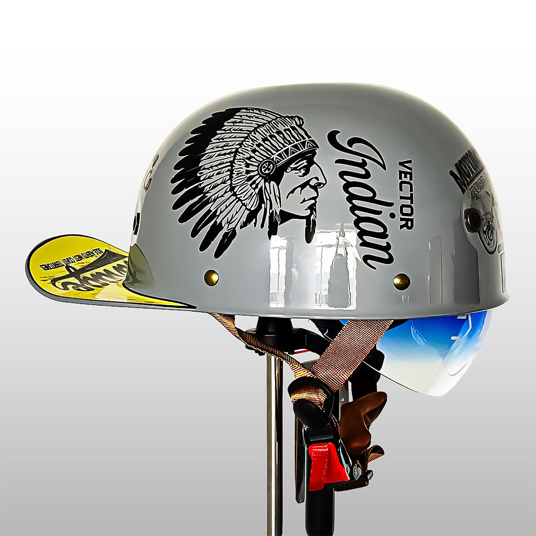 Miejski kask motocyklowy półskorupowy – Retro w stylu czapki z daszkiem z szybkim zapięciem - Image 3