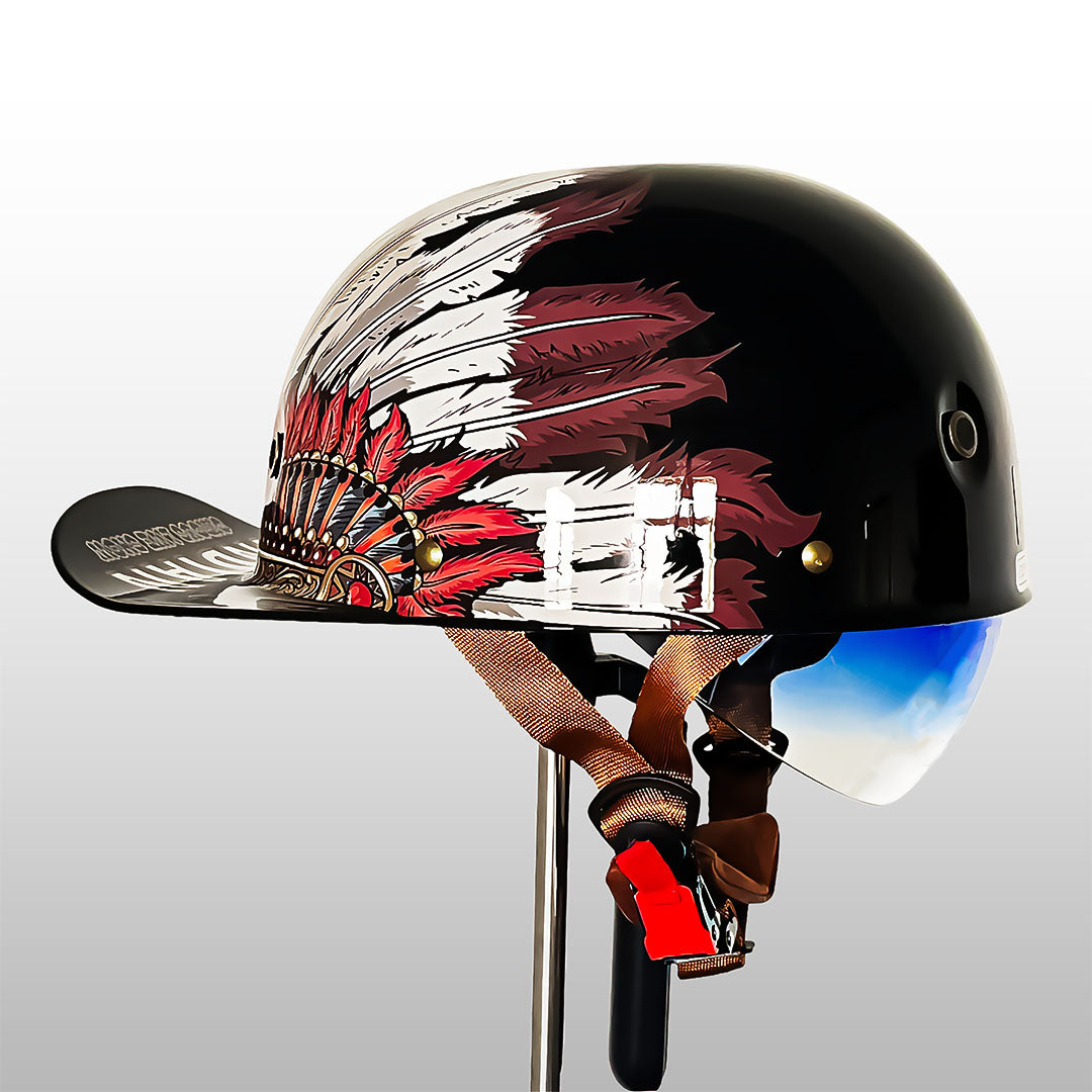 Miejski kask motocyklowy półskorupowy – Retro w stylu czapki z daszkiem z szybkim zapięciem - Image 4