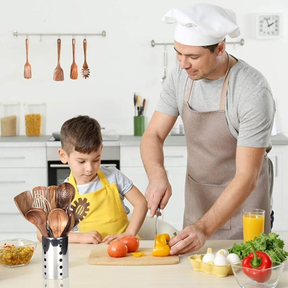 Bezpieczne i trwałe drewniane przybory kuchenne – 7 zestawów - Image 3
