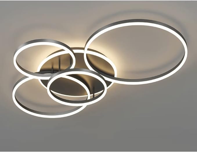 Lampa sufitowa LED z pierścieniami – ściemniana, z pilotem, do salonu i dużych wnętrz - Image 4