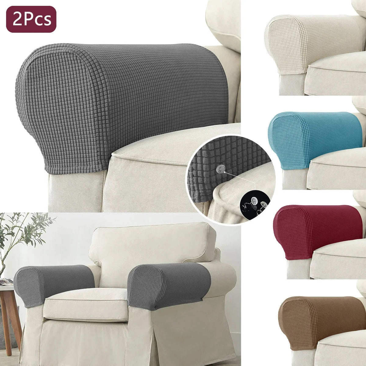 Eleganckie 2-częściowe pokrowce na podłokietniki sofy - Image 2