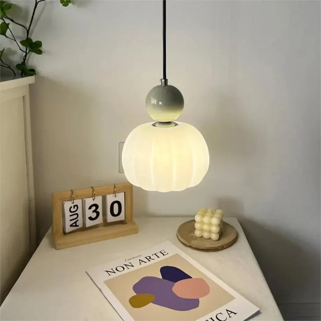 Elegancka Lampa Wisząca w Stylu Art Deco Kremowy Klosz Sufitowy - Image 5