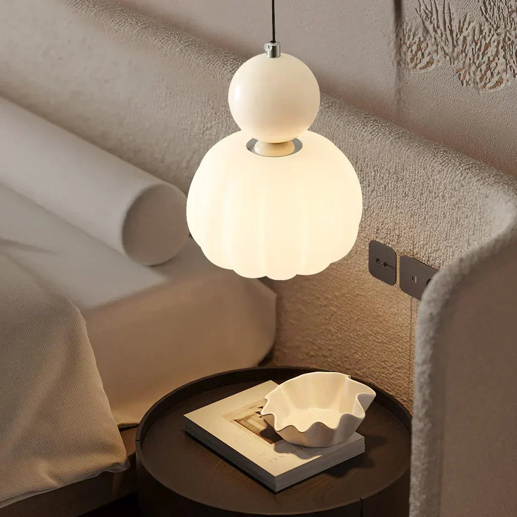 Elegancka Lampa Wisząca w Stylu Art Deco Kremowy Klosz Sufitowy - Image 2