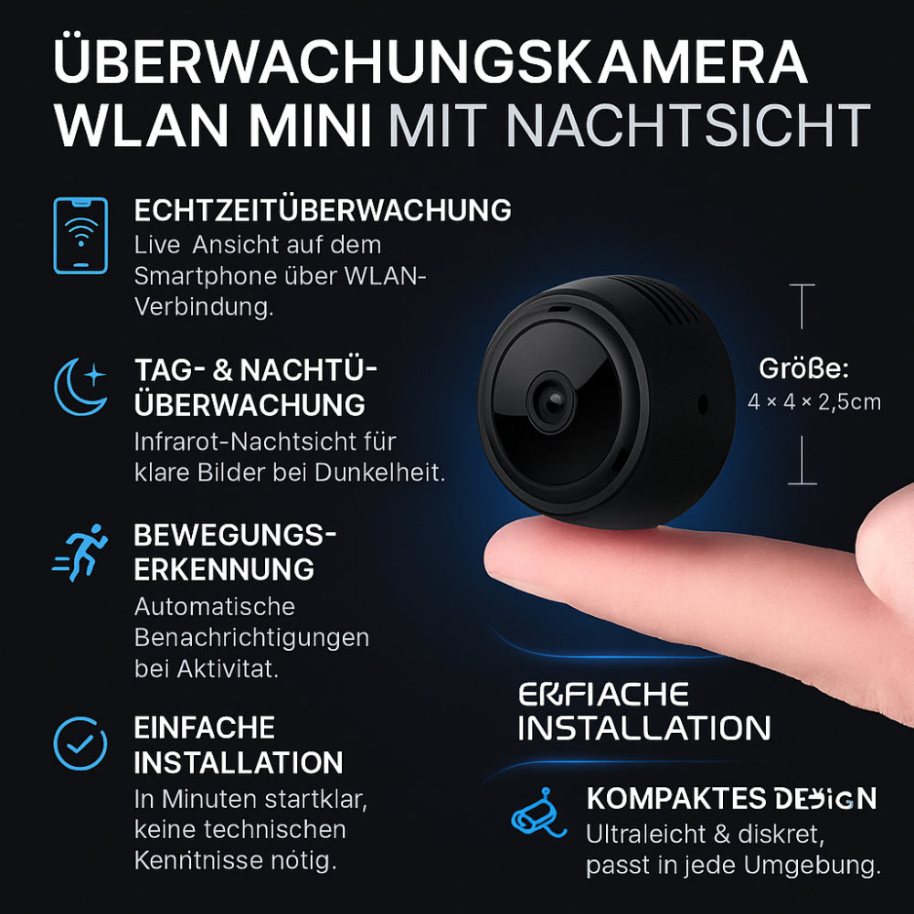 Inteligentna mini kamera WLAN z trybem nocnym - Image 2