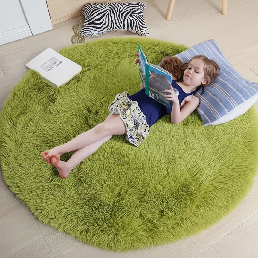Okrągły dywan do salonu z mikrofibry, wysokie włosie 4 cm – miękki i puszysty, do sypialni - Image 2