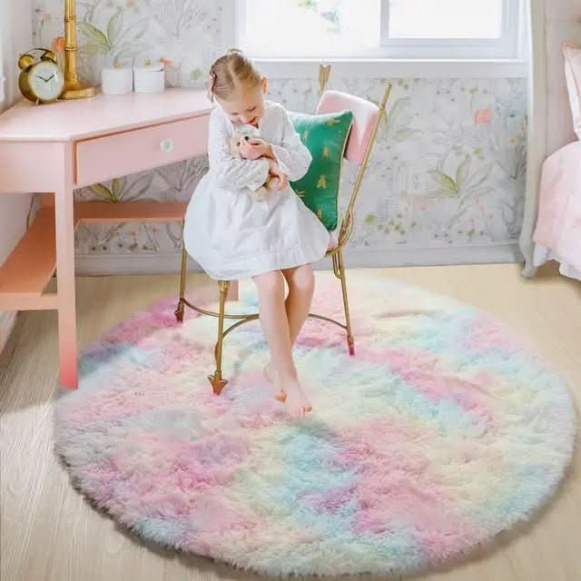 Okrągły dywan do salonu z mikrofibry, wysokie włosie 4 cm – miękki i puszysty, do sypialni - Image 4