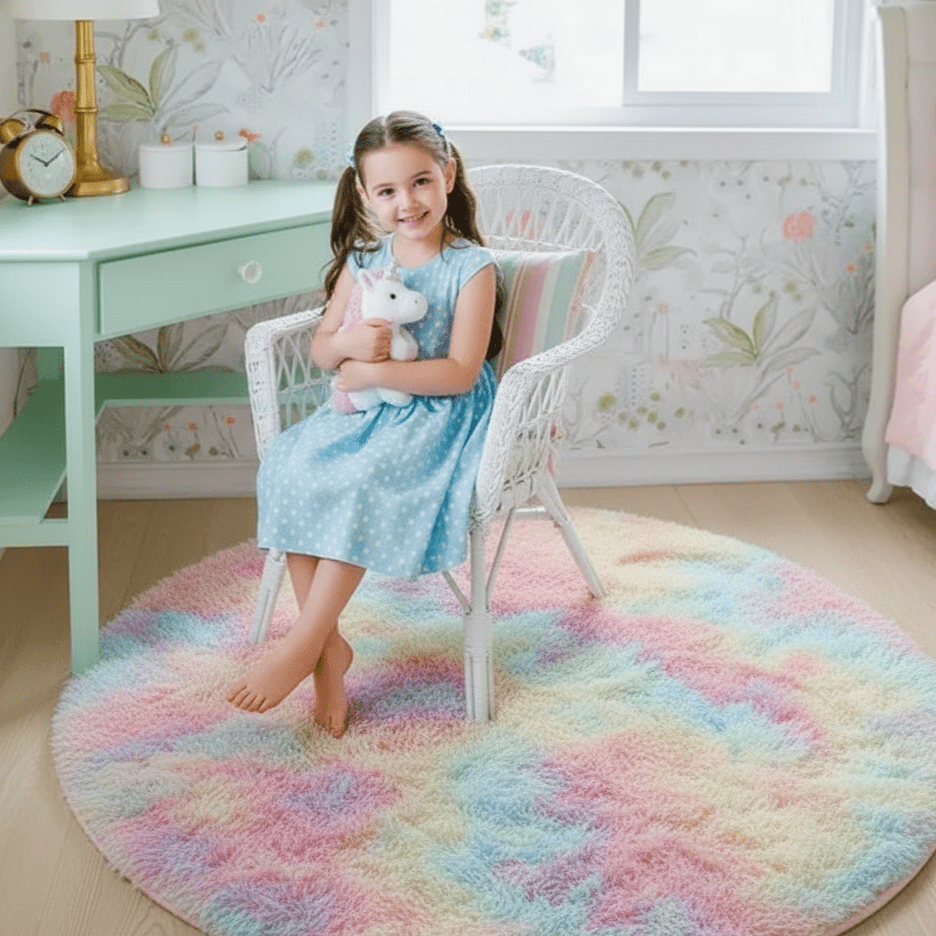 Okrągły dywan do salonu z mikrofibry, wysokie włosie 4 cm – miękki i puszysty, do sypialni - Image 7