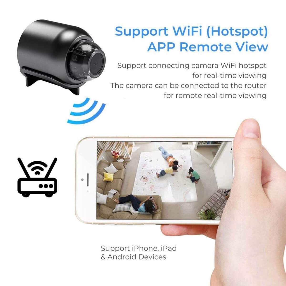 Kompaktowa szerokokątna kamera WiFi HD z funkcją noktowizora - Image 4