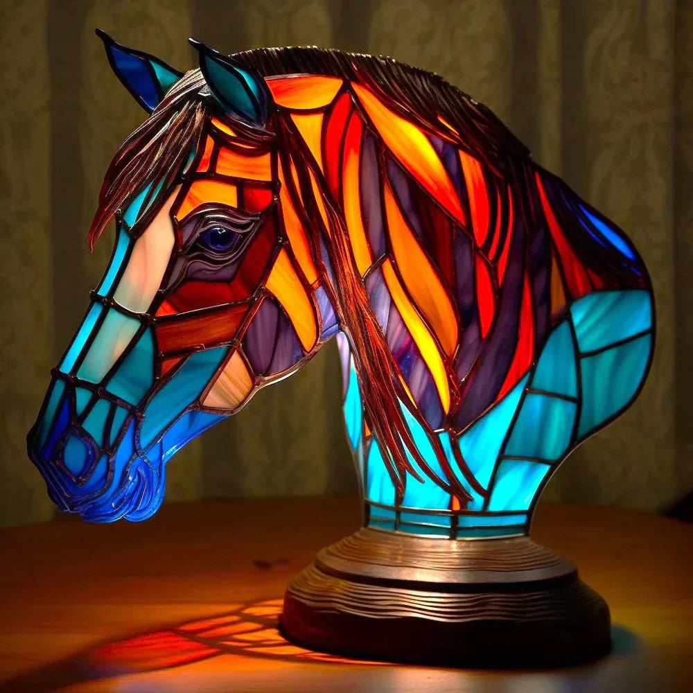 Retro szklana lampa stołowa motyw zwierząt - Image 12