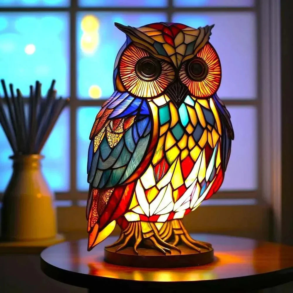 Retro szklana lampa stołowa motyw zwierząt - Image 14