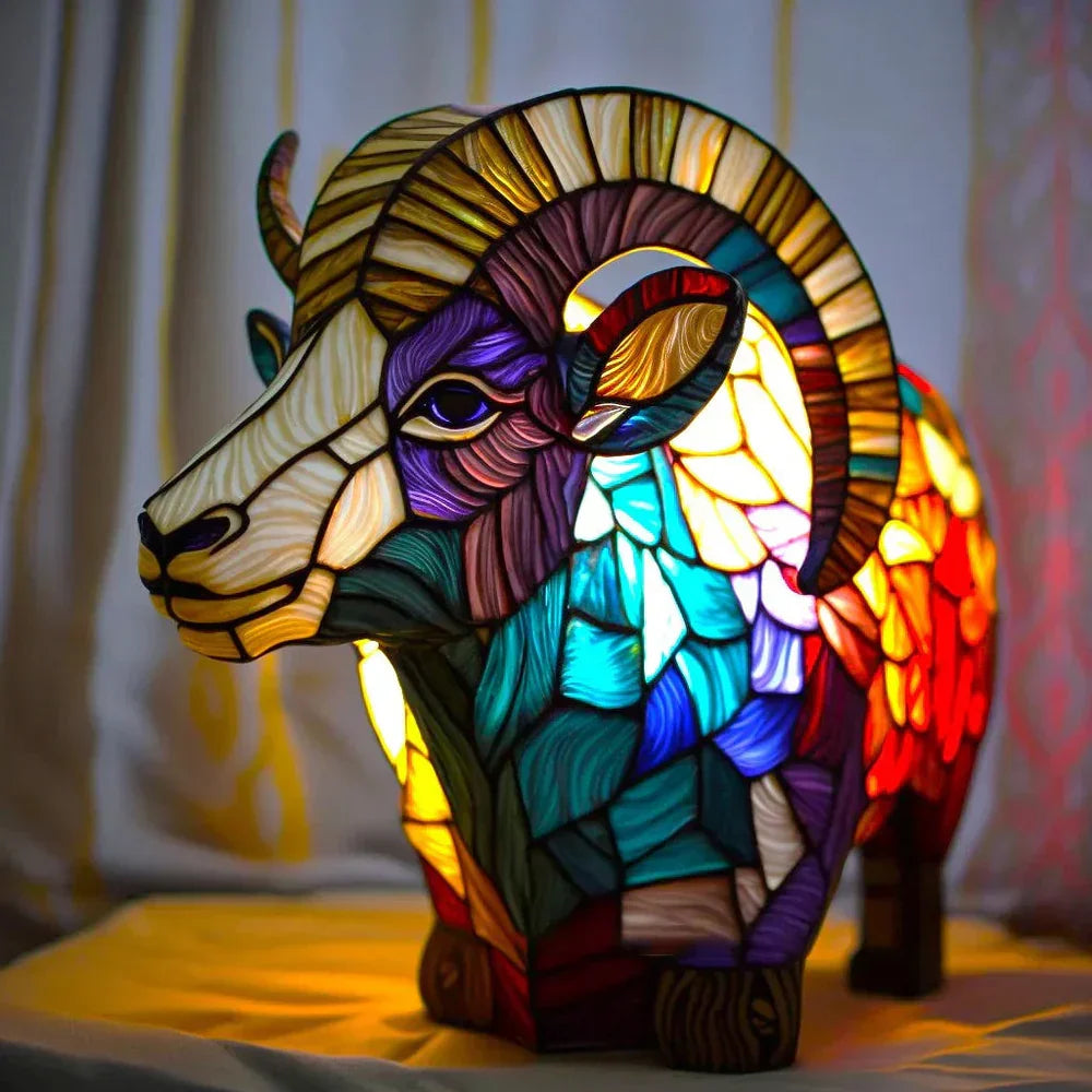 Retro szklana lampa stołowa motyw zwierząt - Image 7