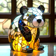 Retro szklana lampa stołowa motyw zwierząt