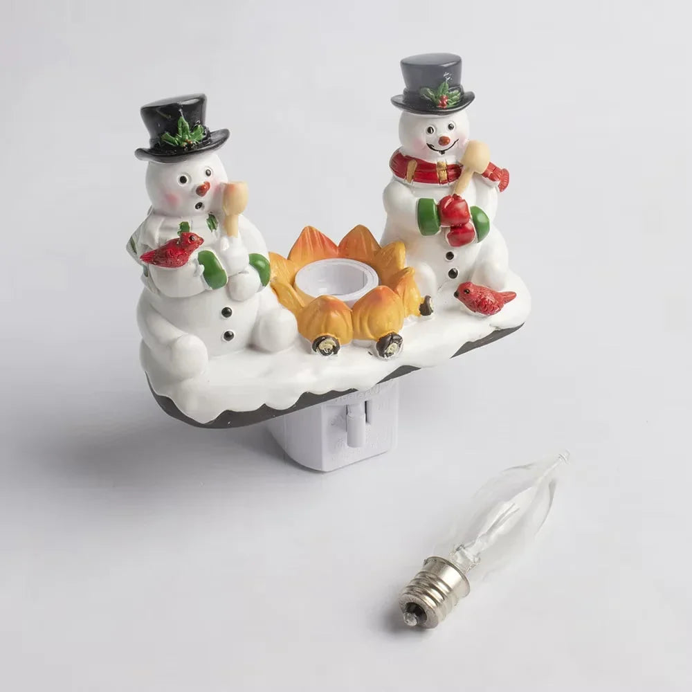 Świąteczna lampka nocna do kontaktu bałwanki przy ognisku - Image 5