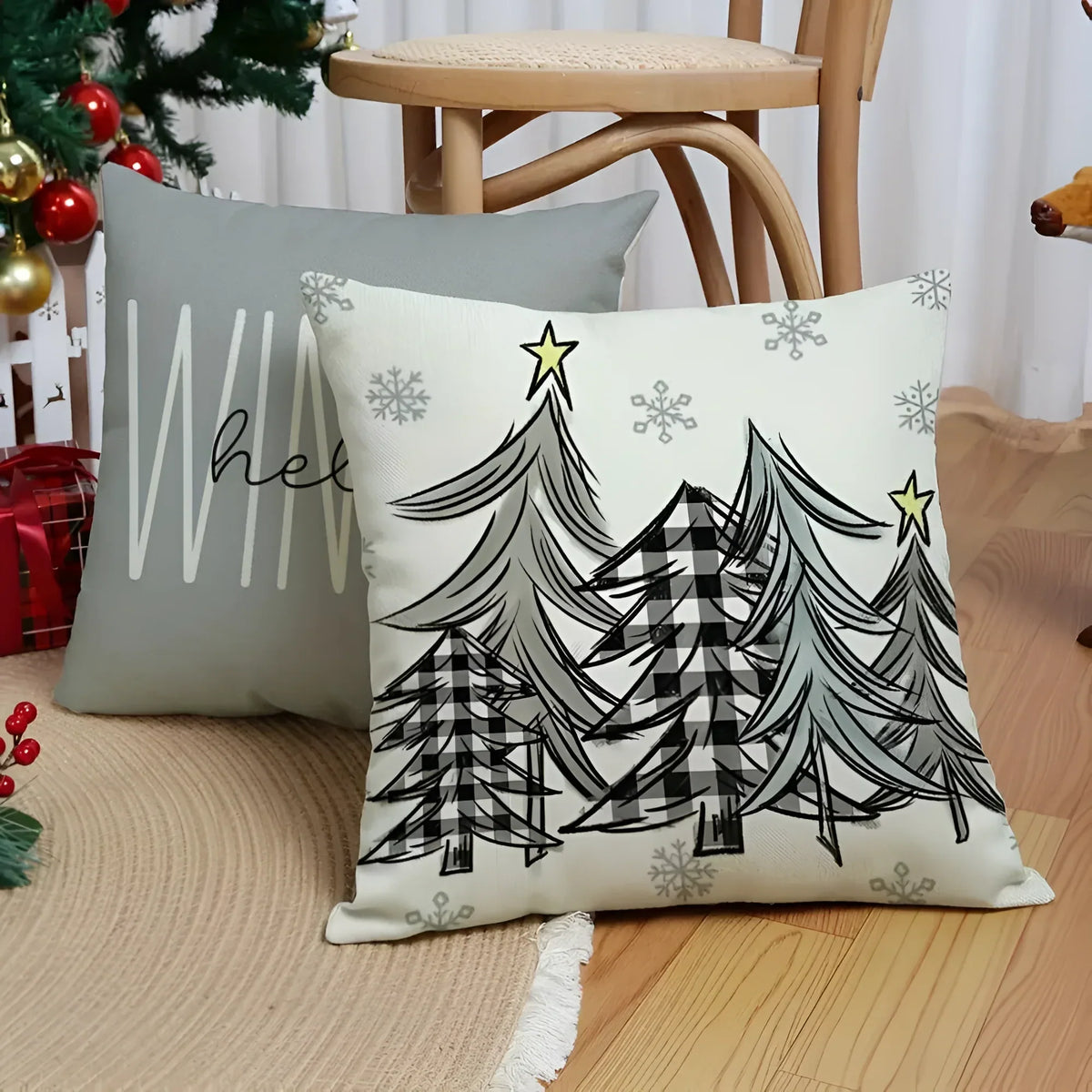Zestaw 4 sztuk kwadratowe poszewki świąteczne 45x45 cm ukryty zamek - Image 8