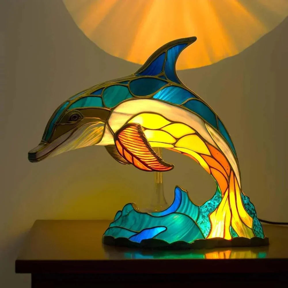 Retro szklana lampa stołowa motyw zwierząt - Image 6