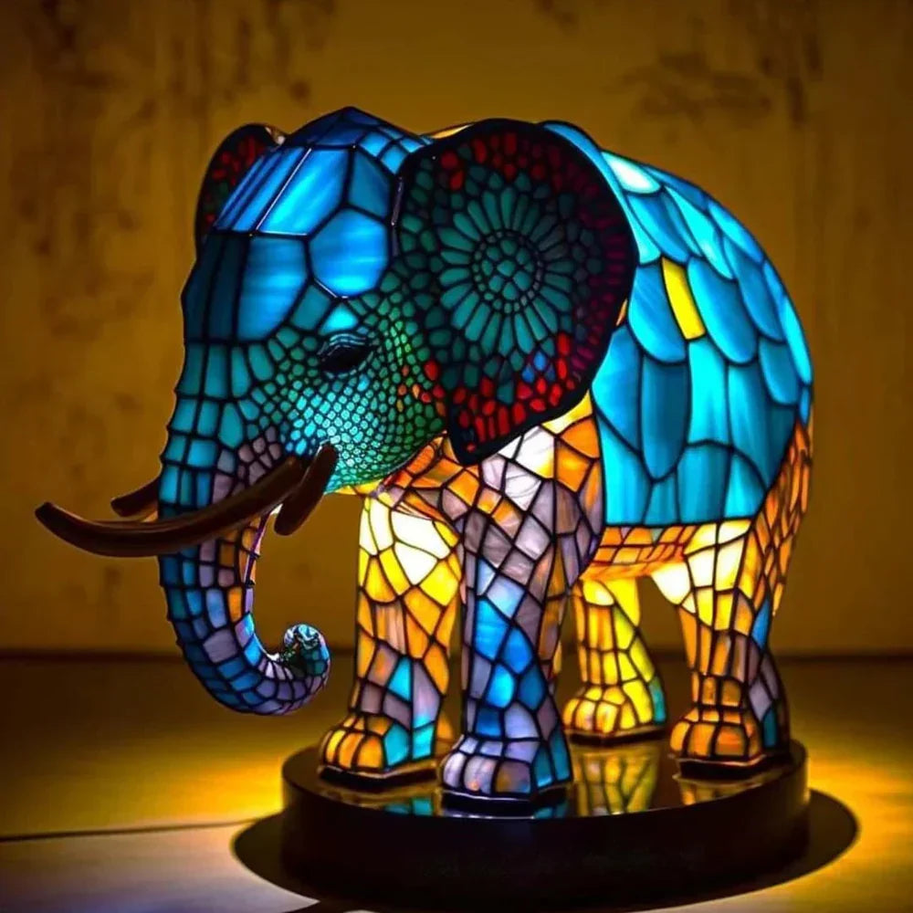 Retro szklana lampa stołowa motyw zwierząt - Image 10