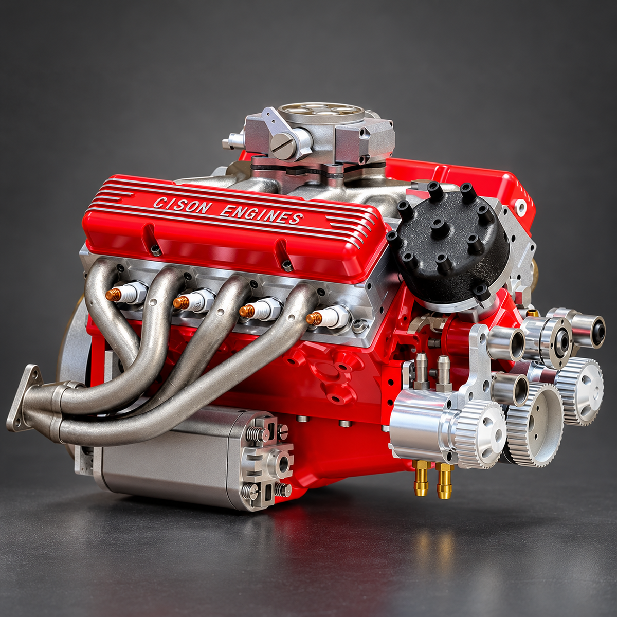 Miniaturowy model silnika V8 – dekoracja motoryzacyjna na biurko i półkę
