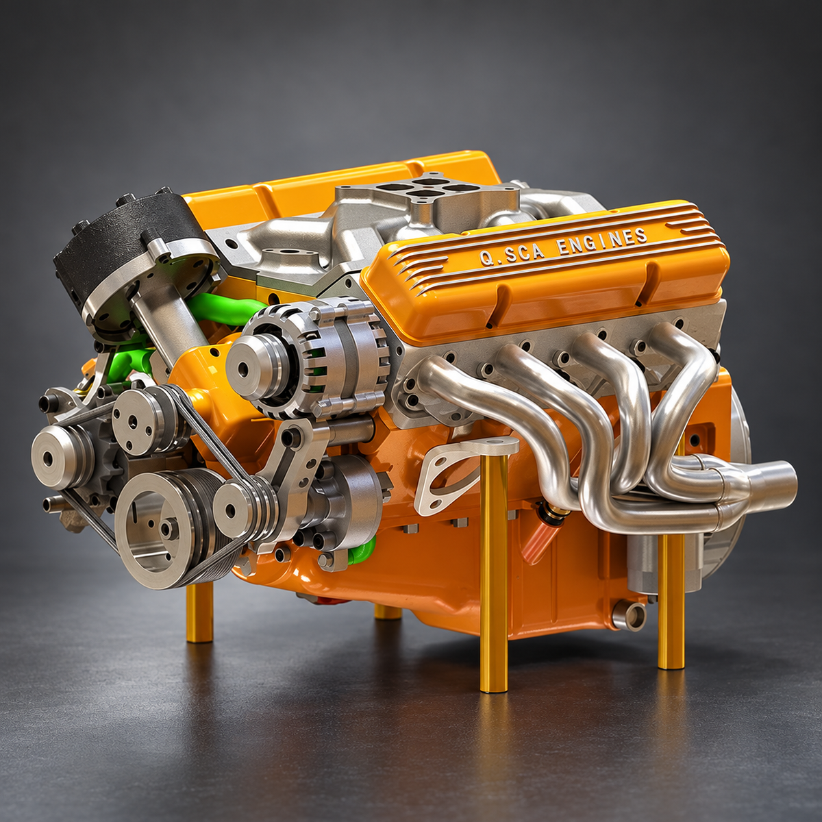 Miniaturowy model silnika V8 – dekoracja motoryzacyjna na biurko i półkę