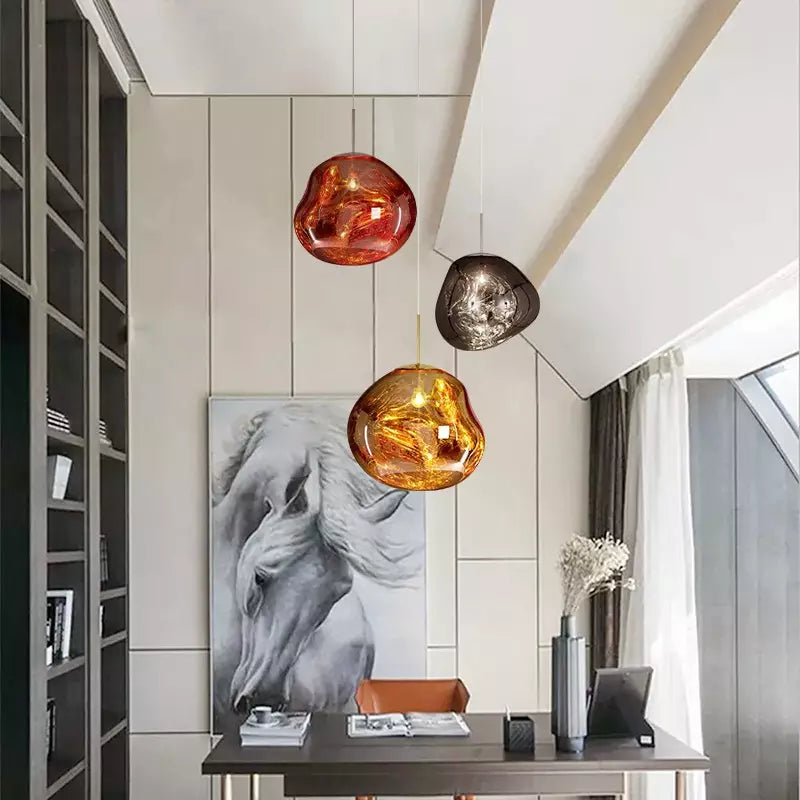 Lampa wisząca z efektem stopionego szkła – nowoczesna artystyczna - Image 2