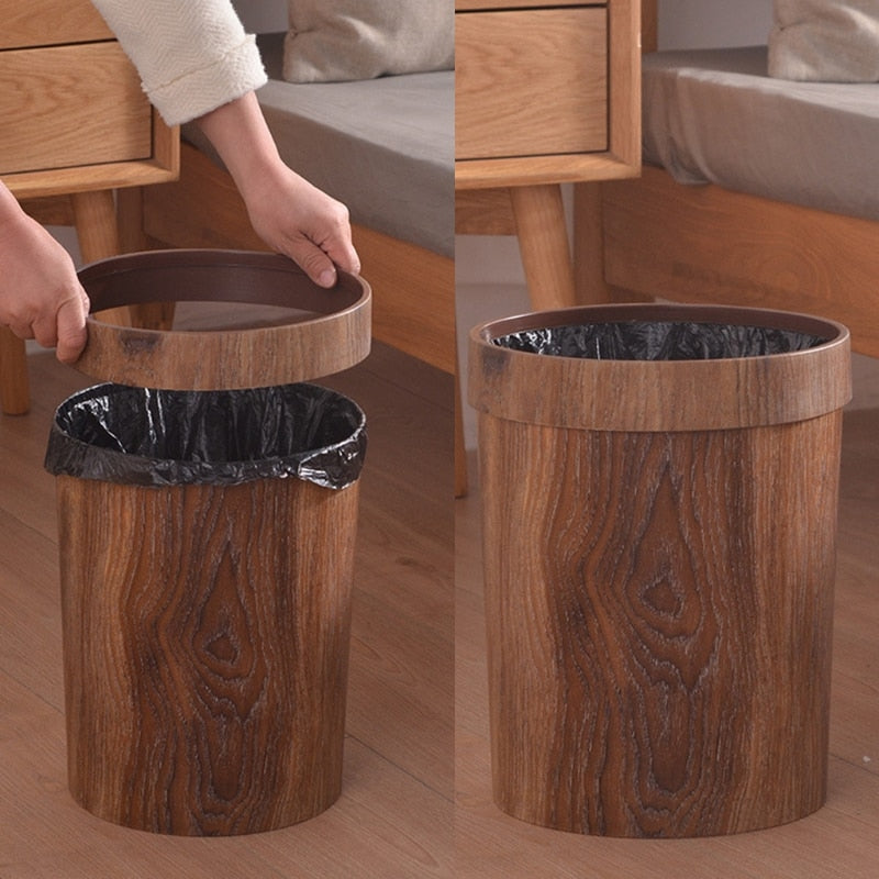Minimalistyczny nordycki drewniany kosz na śmieci - Image 2