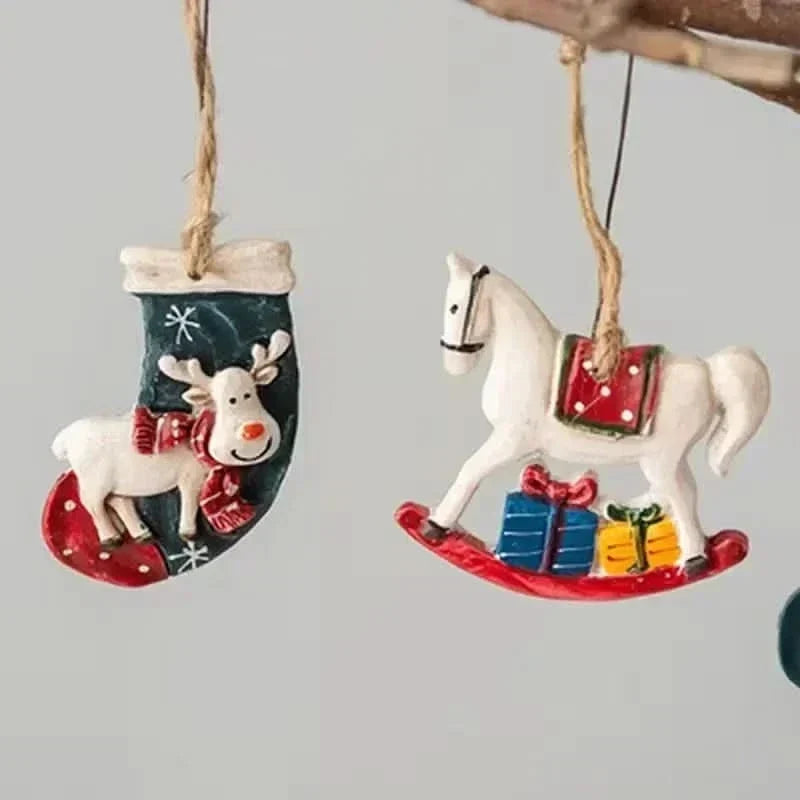 Rustykalne żywiczne ozdoby choinkowe ręcznie malowane - Image 6
