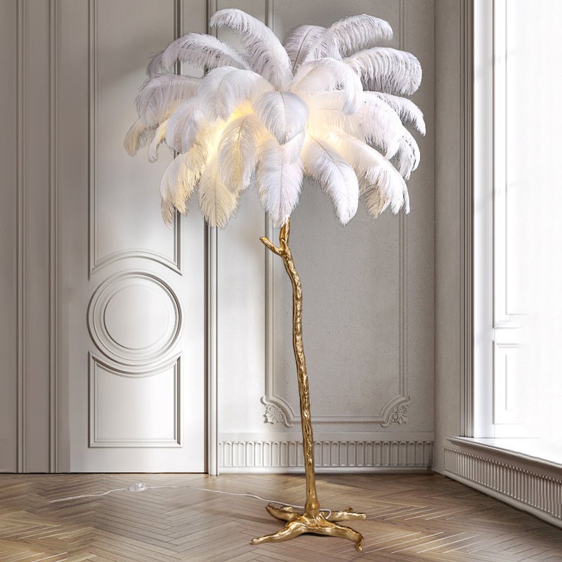 Piórkowa lampa podłogowa LED 3 tryby barwy światła
