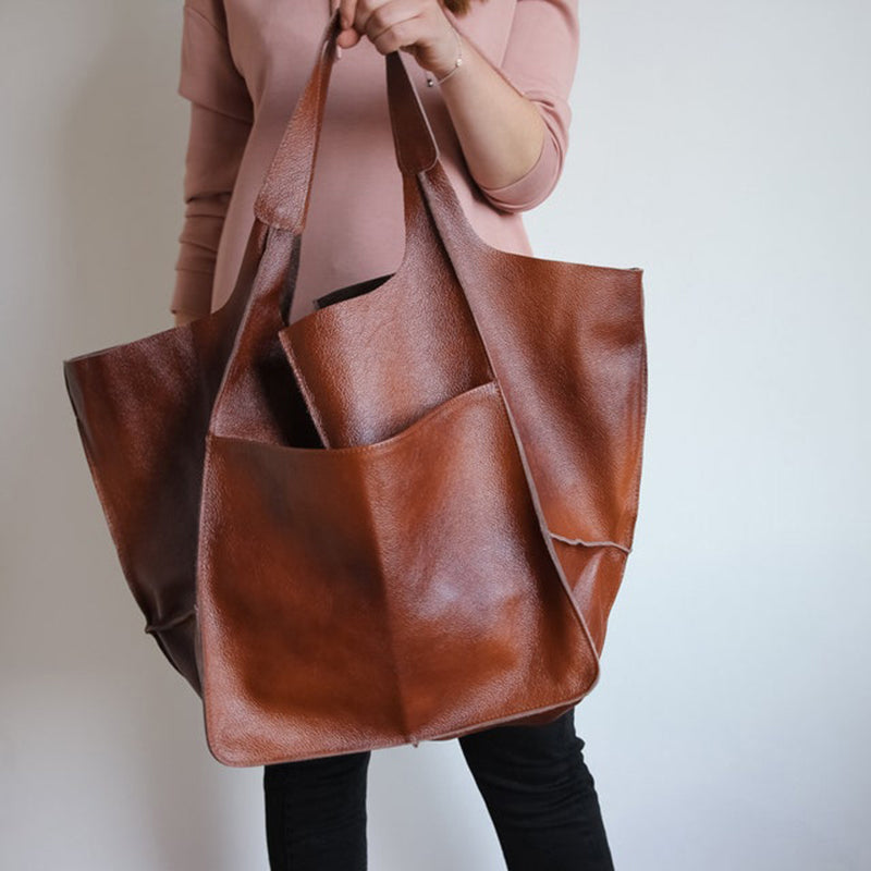 Modna torba skórzana damska – duża vintage shopper na co dzień - Image 16