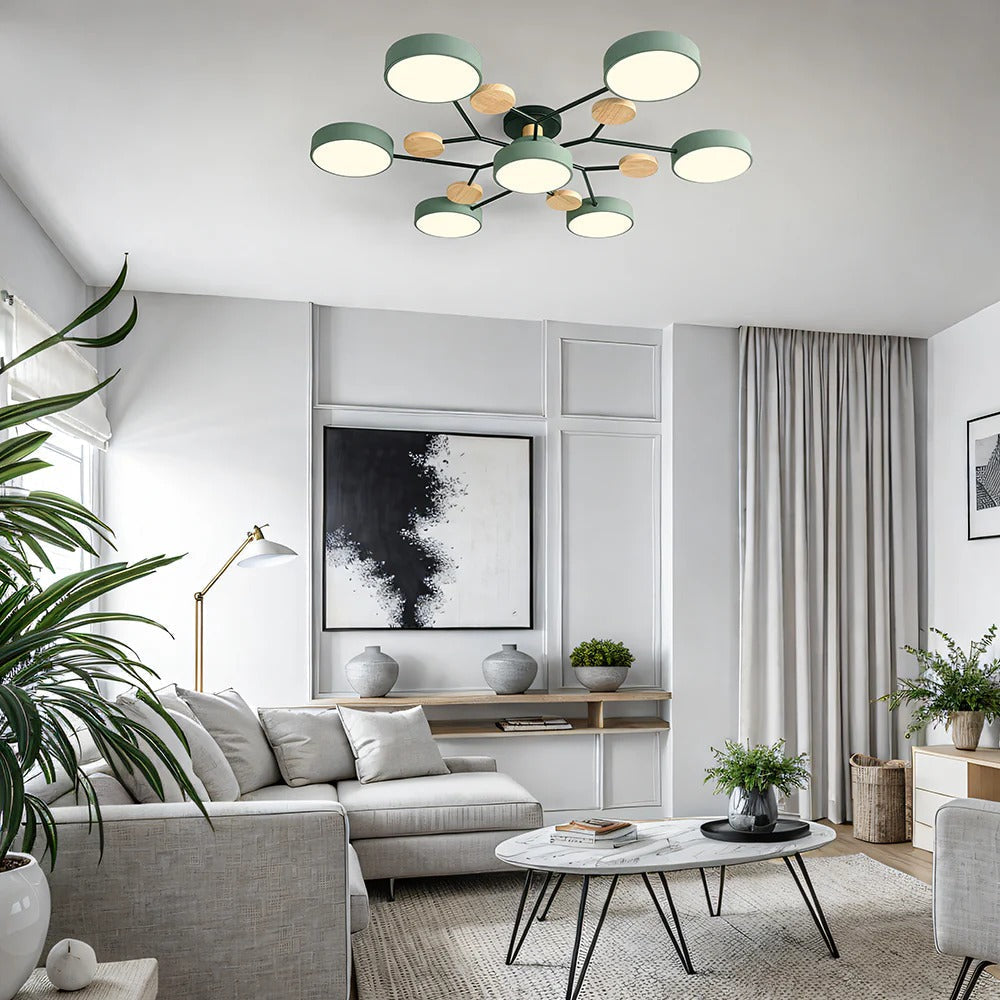 Lampa sufitowa LED półnatynkowa – okrągły plafon wielopunktowy z regulacją barwy światła - Image 3