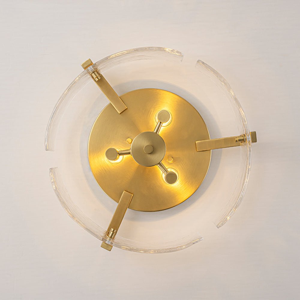 Okrągła szklana lampa sufitowa mosiężna 3xE14 - Image 8