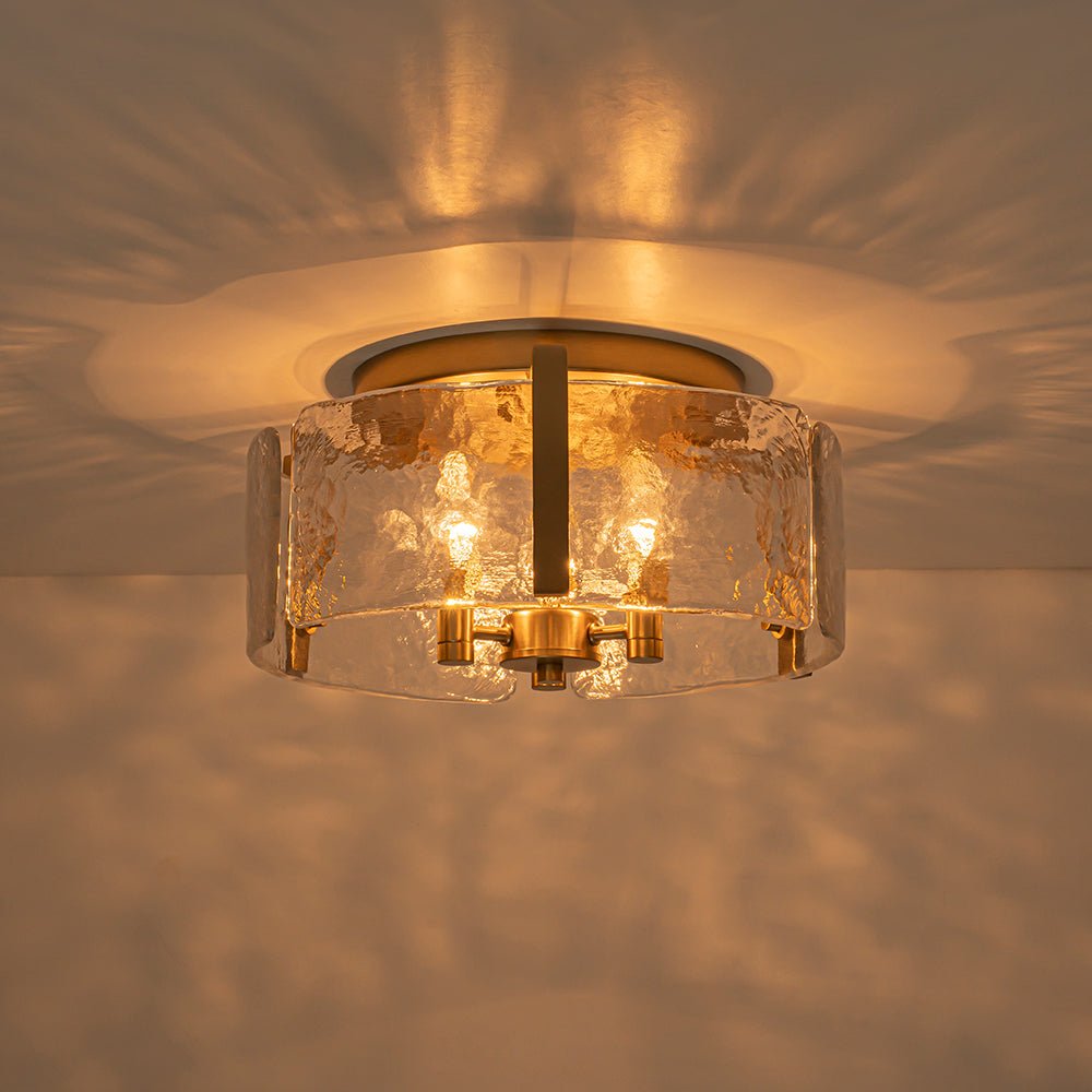Okrągła szklana lampa sufitowa mosiężna 3xE14 - Image 10